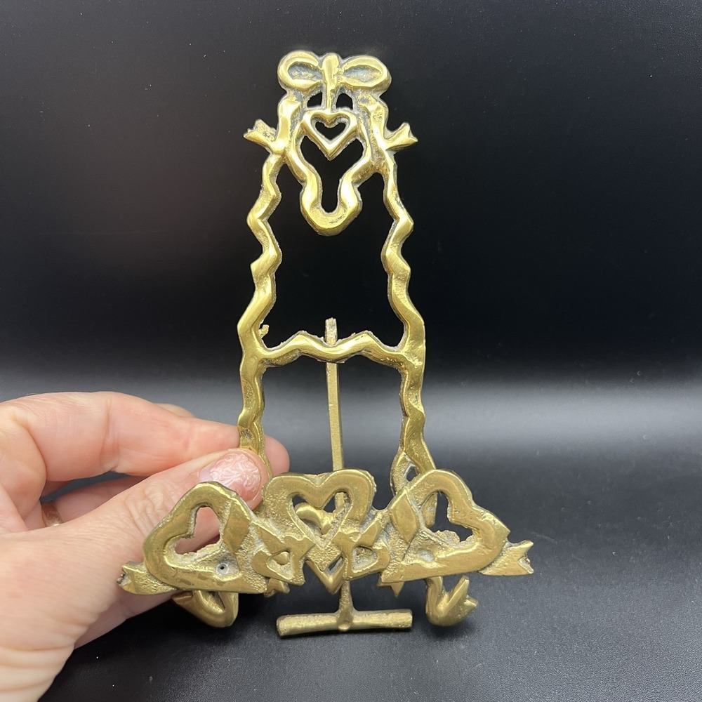VTG Brass Victorian Ornate Heart Picture Display Easel Stand 6" H x 3.5" W - Picture 5 of 7